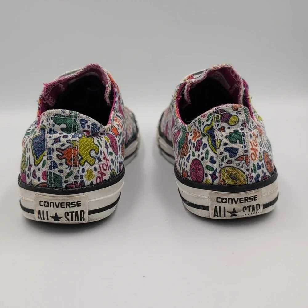 Converse All Star Junior Size 5 Cupcake Cats Hearts Print‎ Slip On Shoes